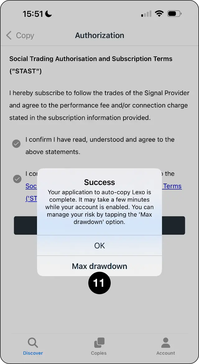 CopyMate max drawdown prompt