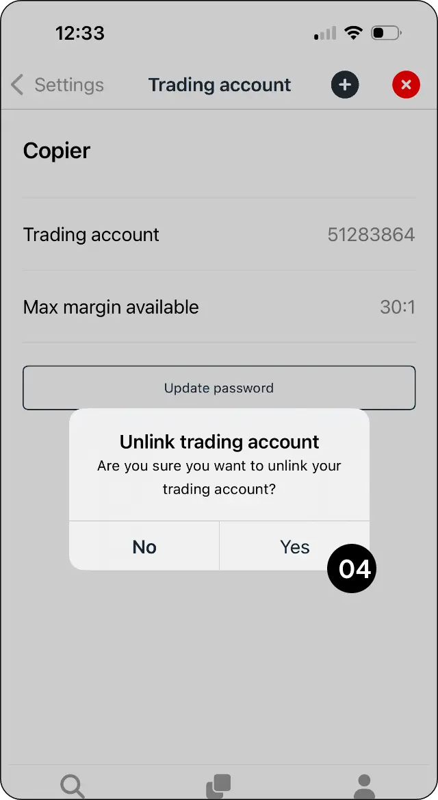 CopyMate unlink confirmation